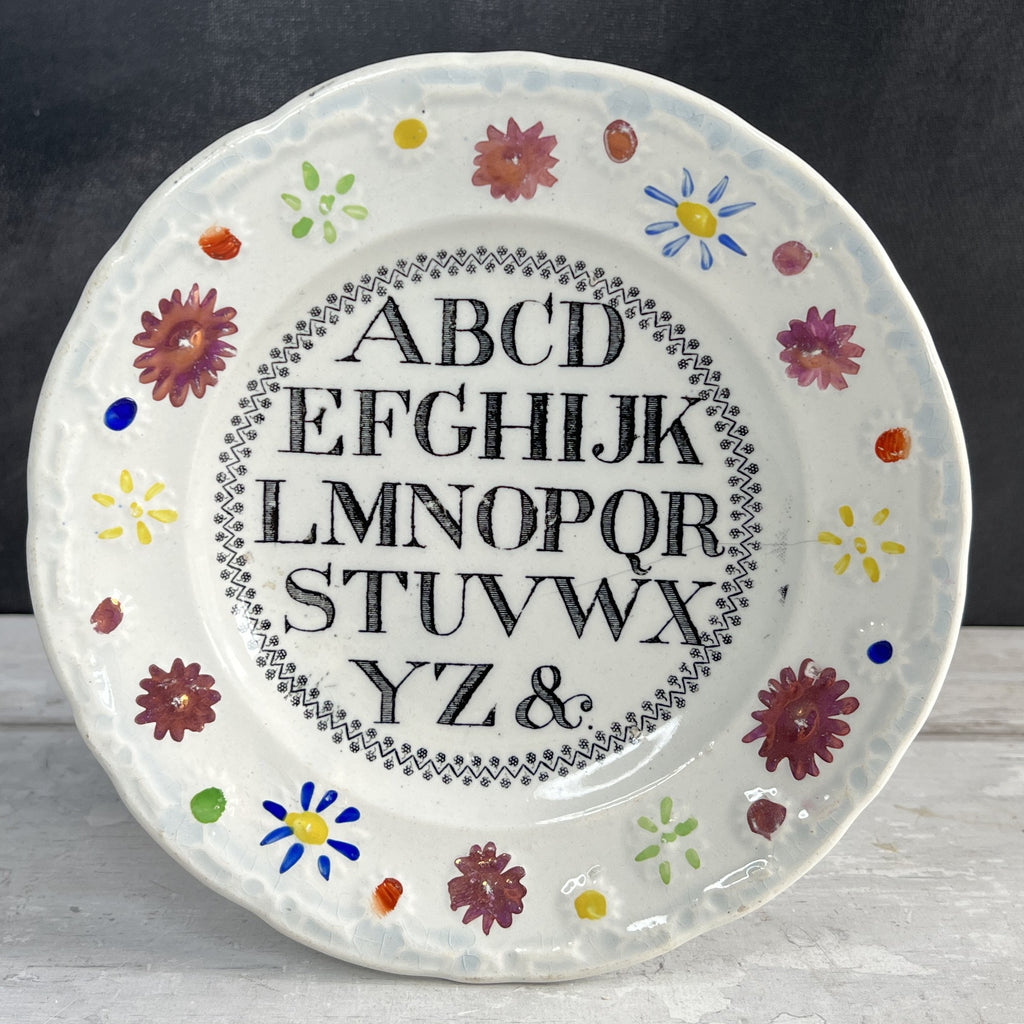 RARE Antique 19th Century Child’s Alphabet Nursery Ware Plate C 1820 AF