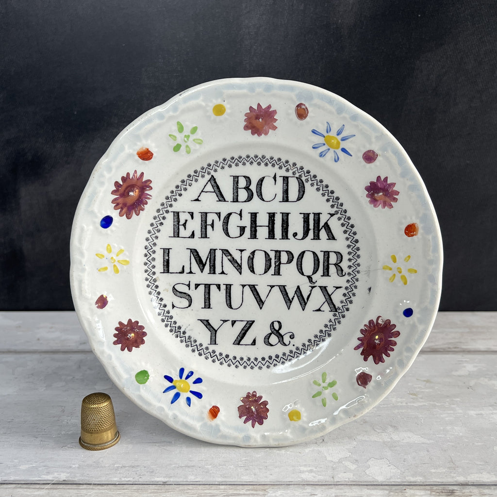 RARE Antique 19th Century Child’s Alphabet Nursery Ware Plate C 1820 AF