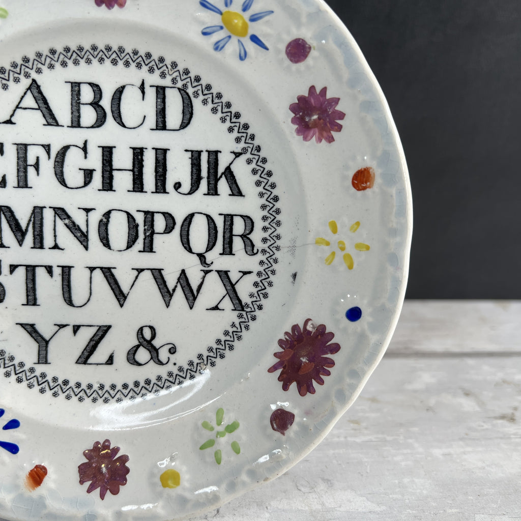 RARE Antique 19th Century Child’s Alphabet Nursery Ware Plate C 1820 AF