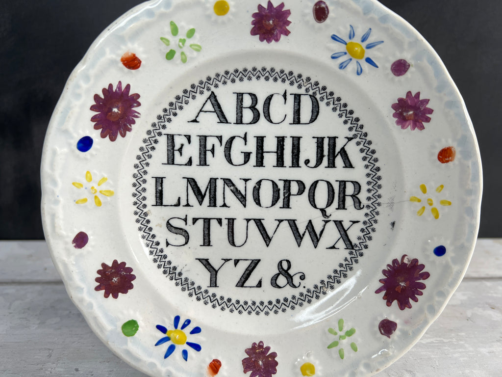 RARE Antique 19th Century Child’s Alphabet Nursery Ware Plate C 1820 AF