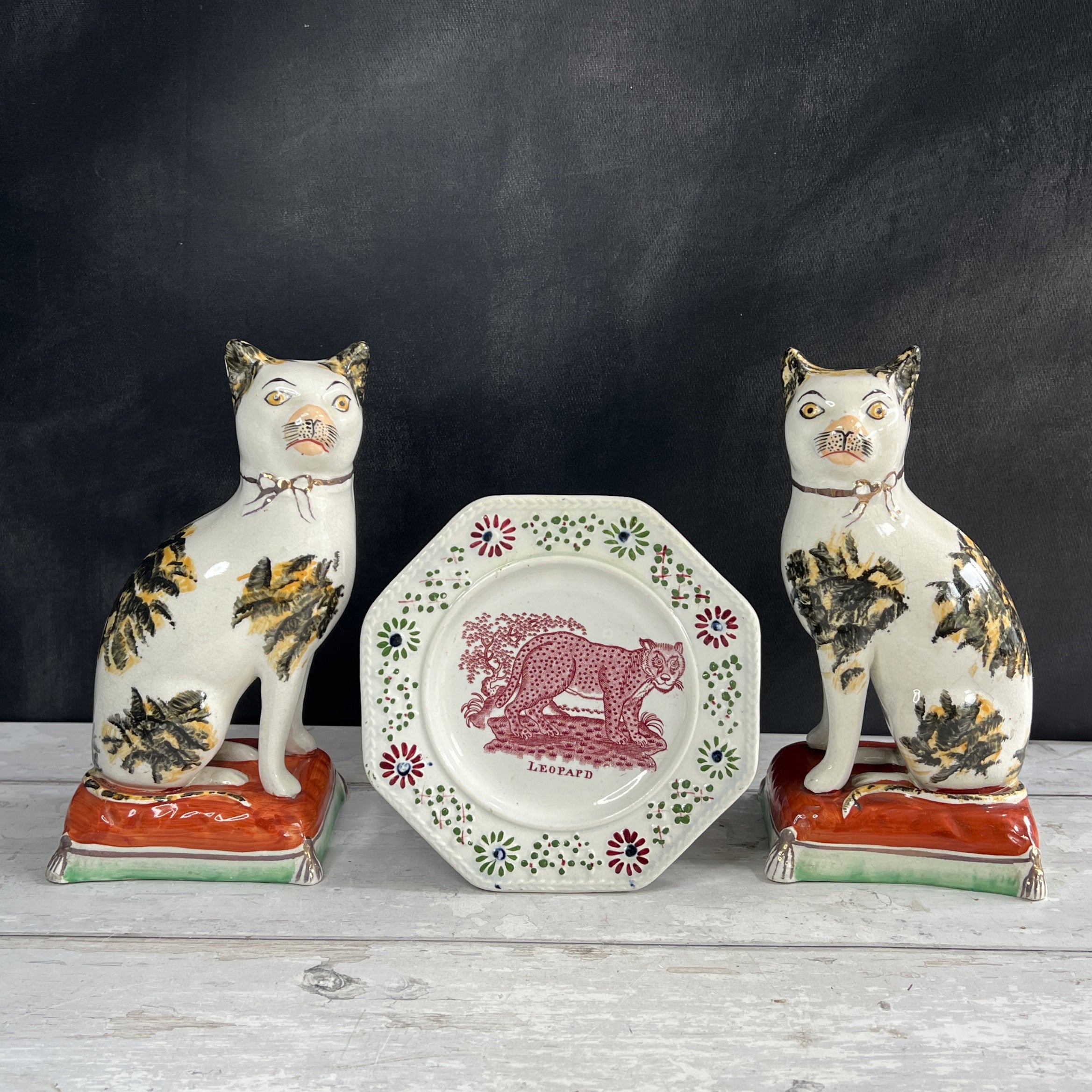 RARE 19th Century Child’s Nursery Ware Plate Leopard Big Cat C 1830