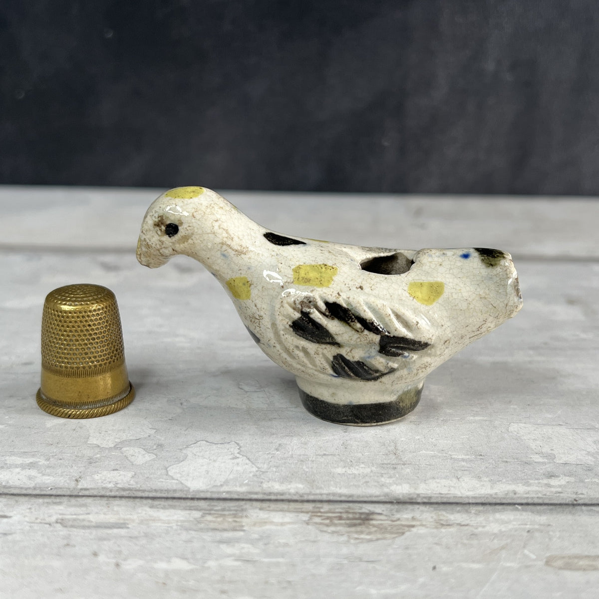 18th Century Prattware Bird Whistle Miniature Staffordshire Folk Art C 1790