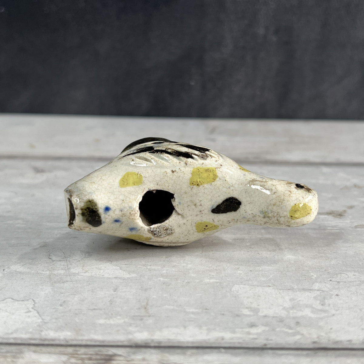 18th Century Prattware Bird Whistle Miniature Staffordshire Folk Art C 1790