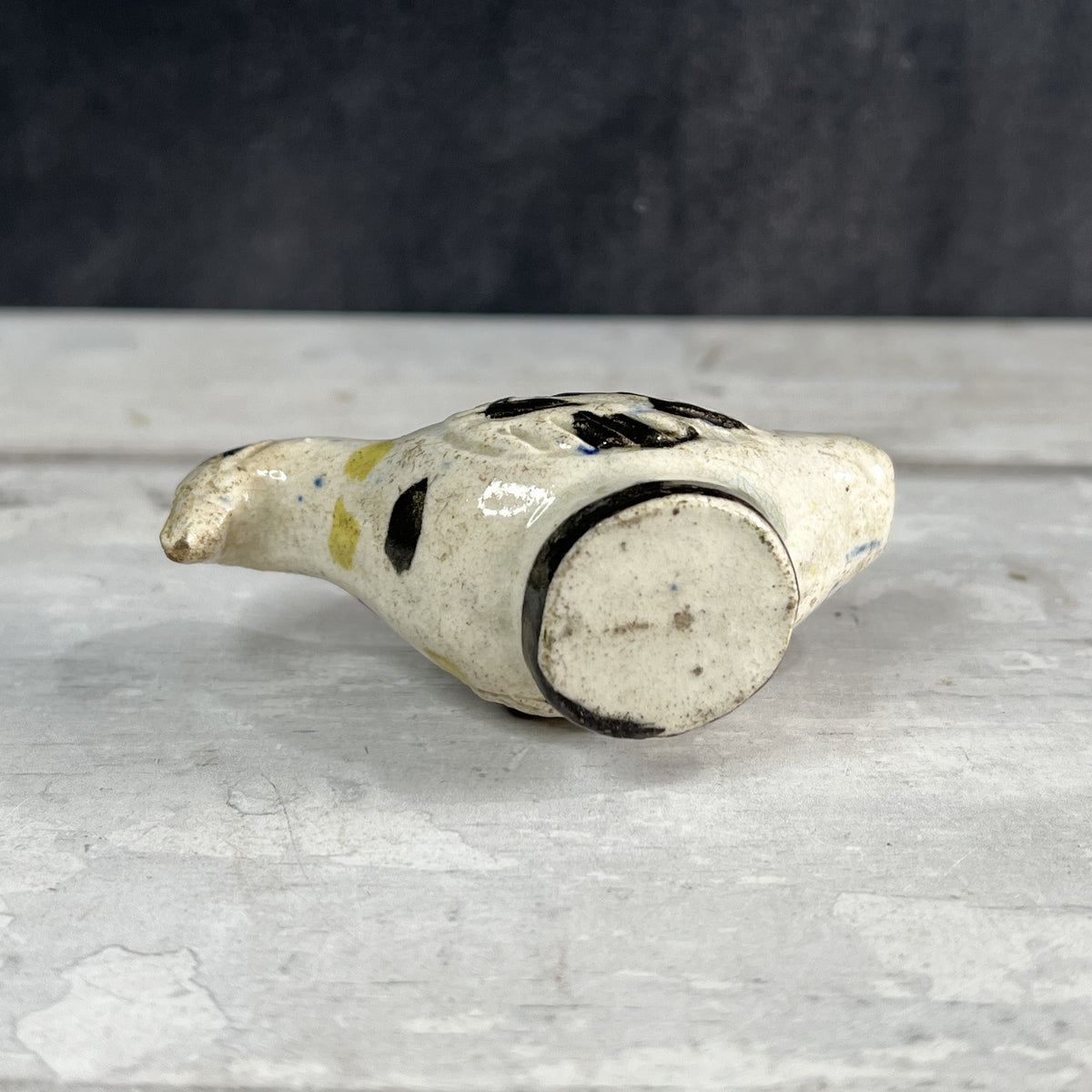 18th Century Prattware Bird Whistle Miniature Staffordshire Folk Art C 1790