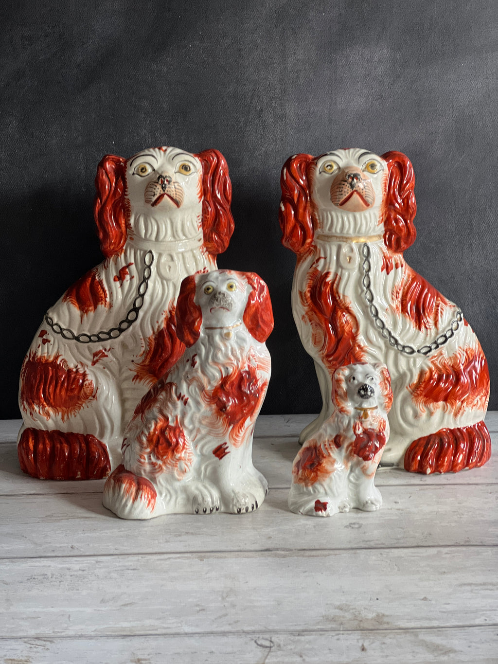 19th Century Genuine Victorian Pair of Brown And White Spaniels Dogs NO3 C 1870