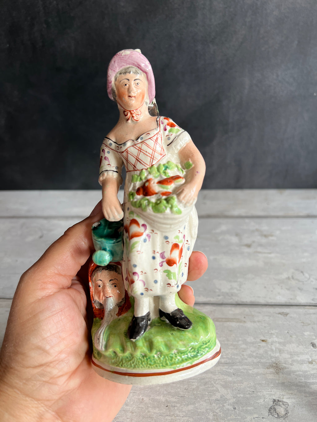 RARE Early 19th Century Staffordshire Figure Lady Gardening Obadiah Sherratt C 1800