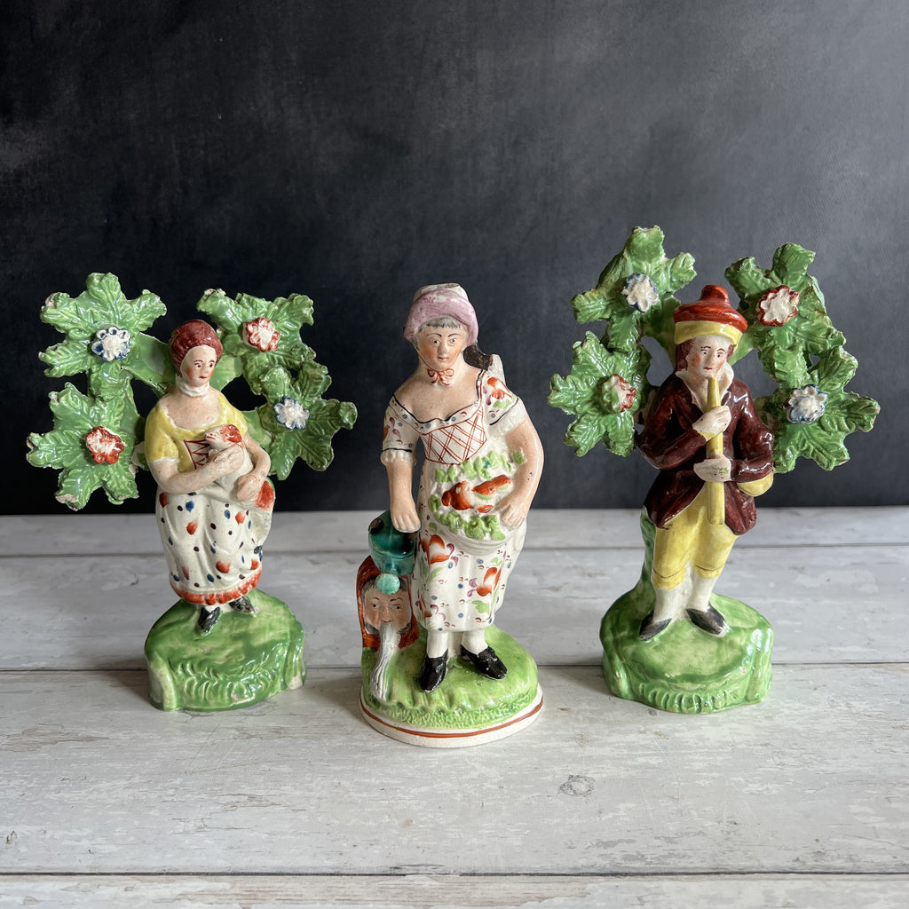 RARE Early 19th Century Staffordshire Figure Lady Gardening Obadiah Sherratt C 1800