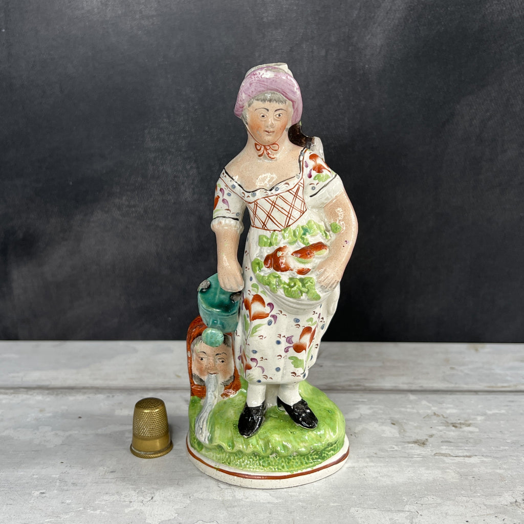 RARE Early 19th Century Staffordshire Figure Lady Gardening Obadiah Sherratt C 1800
