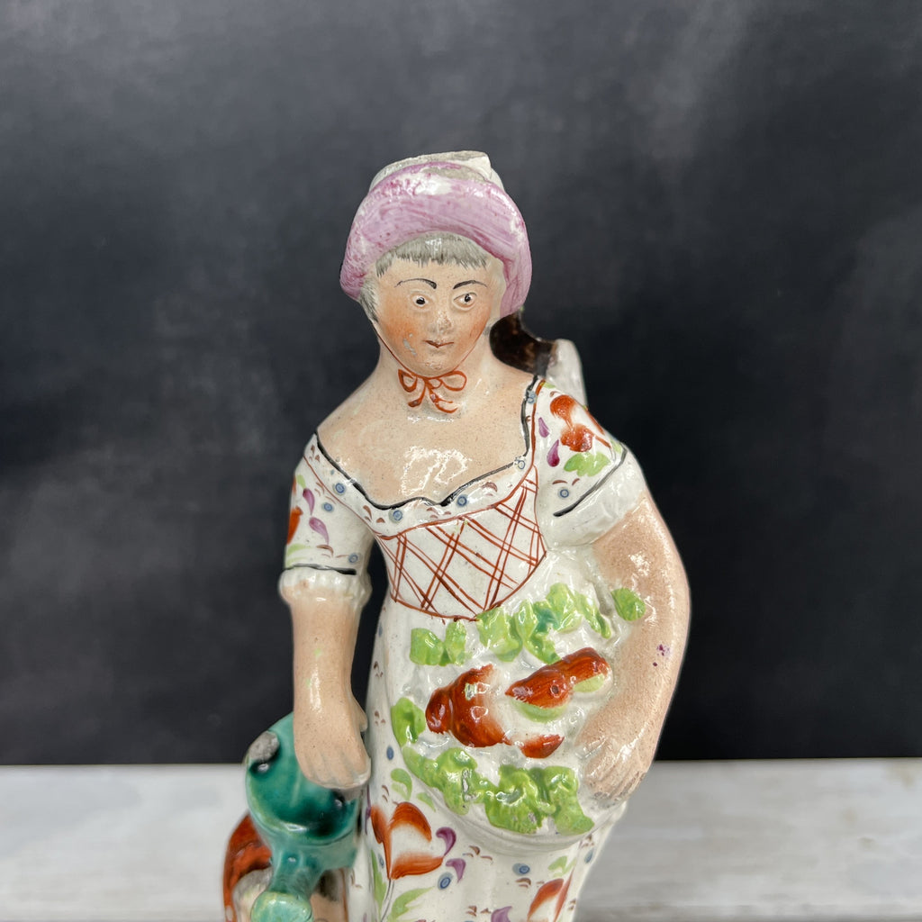 RARE Early 19th Century Staffordshire Figure Lady Gardening Obadiah Sherratt C 1800