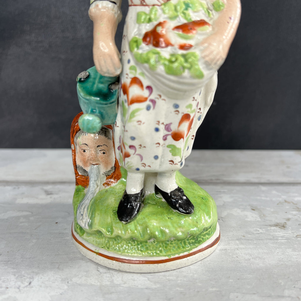 RARE Early 19th Century Staffordshire Figure Lady Gardening Obadiah Sherratt C 1800
