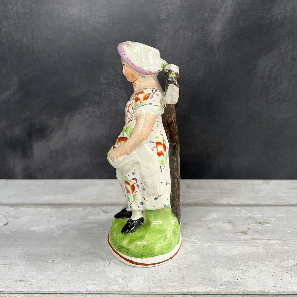 RARE Early 19th Century Staffordshire Figure Lady Gardening Obadiah Sherratt C 1800