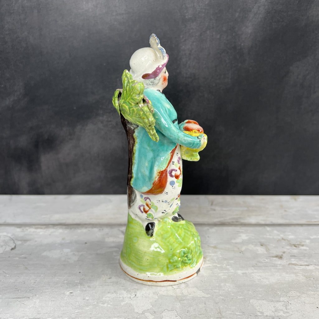 RARE Early 19th Century Staffordshire Figure Lady Basket Of Fruit Obadiah Sherratt C 1800