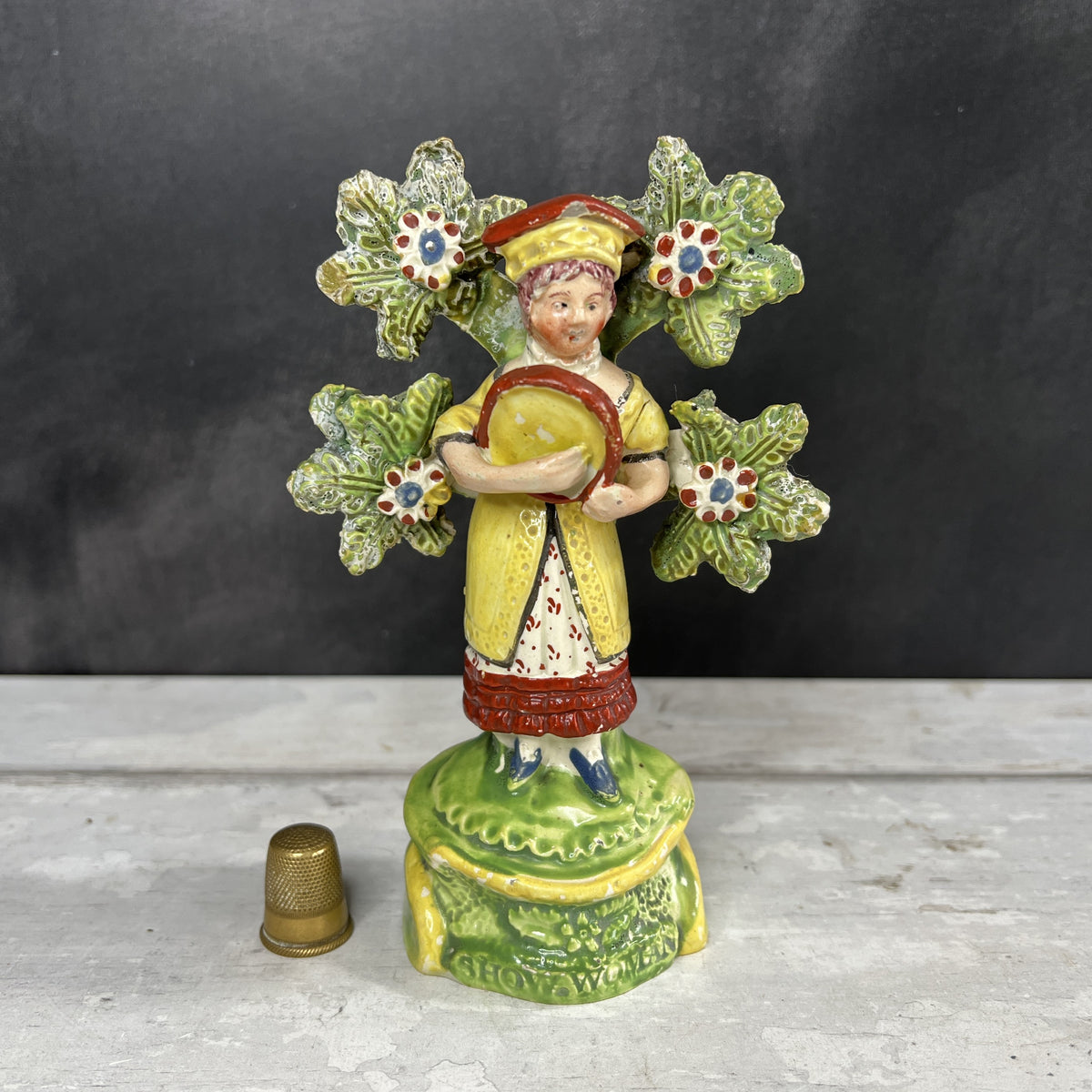 Early 19th Century Staffordshire Figure Show Woman Musician C 1800 AF Ex Oliver Sutton Antiques