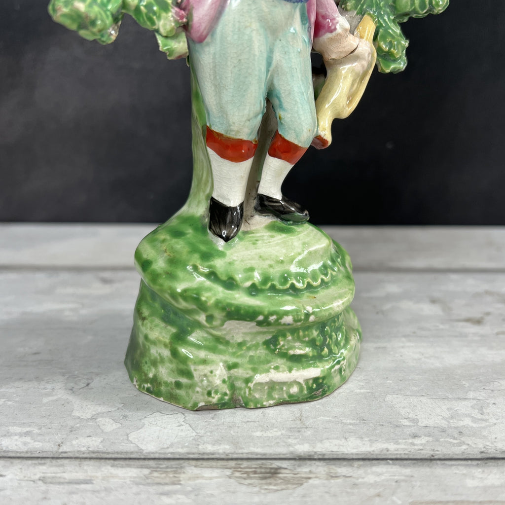 Early 19th Century Staffordshire Figure Showman Musician Floral Bocage C 1800