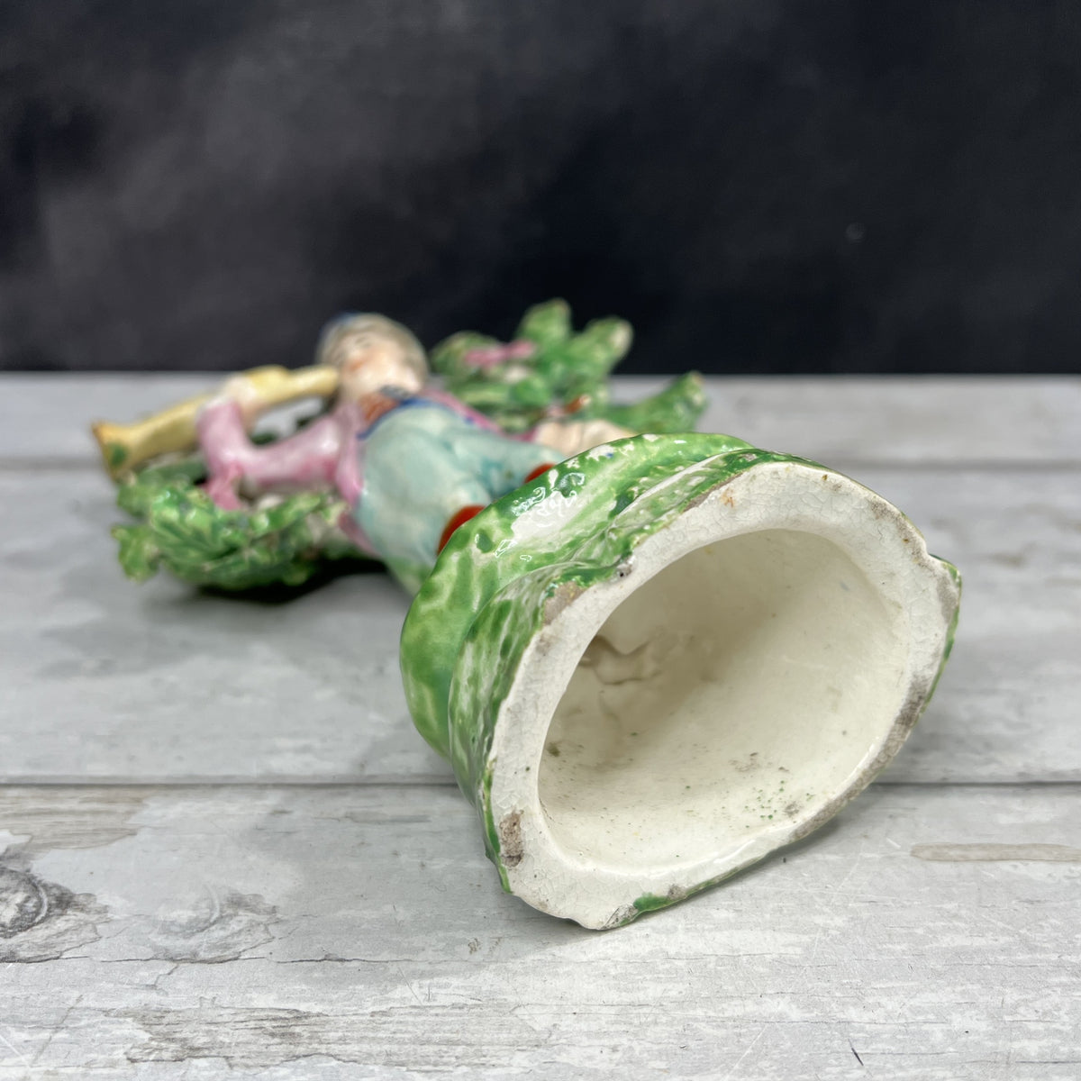 Early 19th Century Staffordshire Figure Showman Musician Floral Bocage C 1800