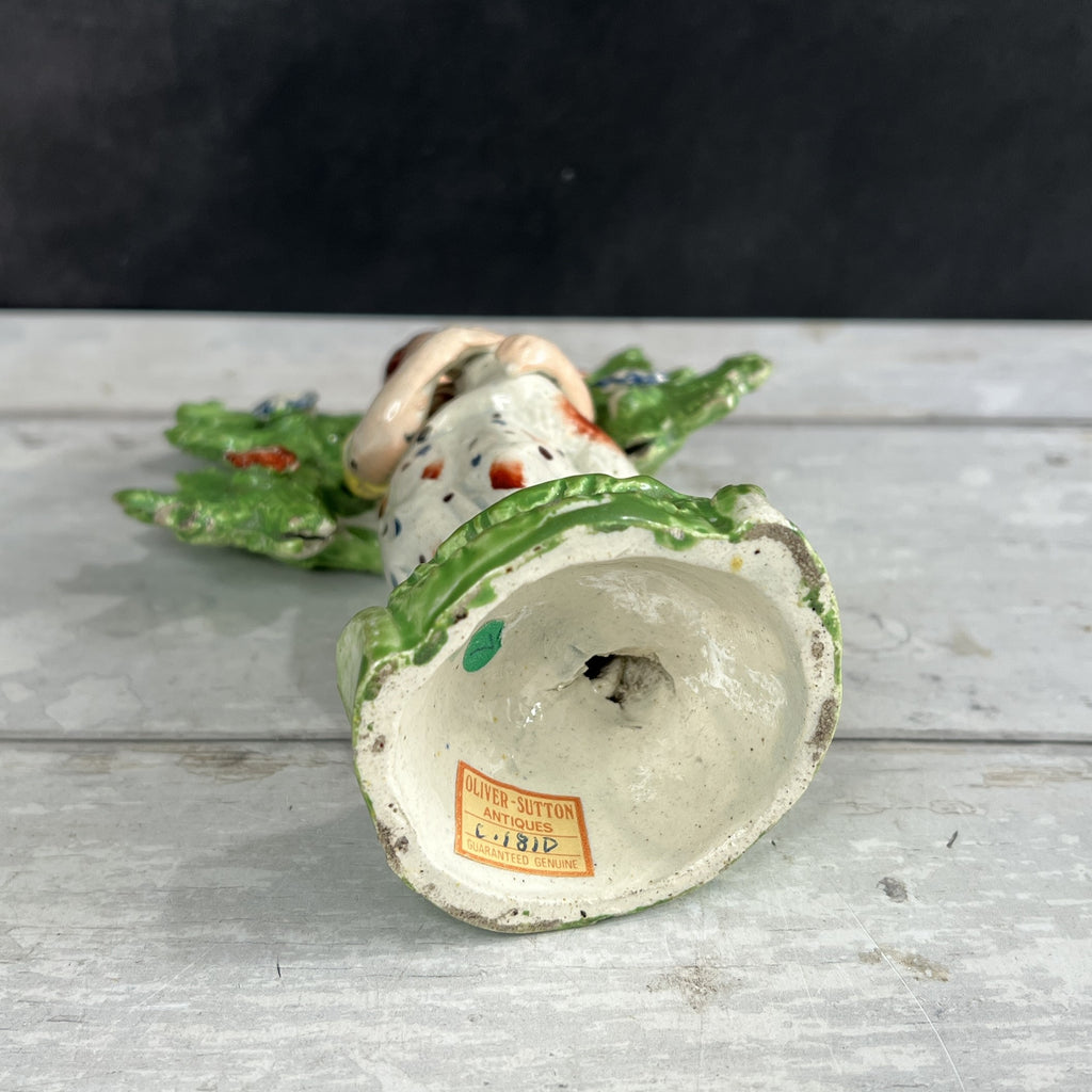 Early 19th Century Staffordshire Figure Shepherdess Floral Bocage Sheep Lamb C 1800