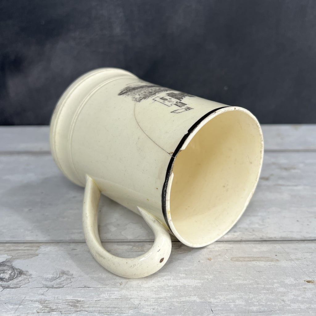 RARE Early 19th Century Liverpool Creamware Mug Poor Jack Trifle For John Herculaneum C 1800