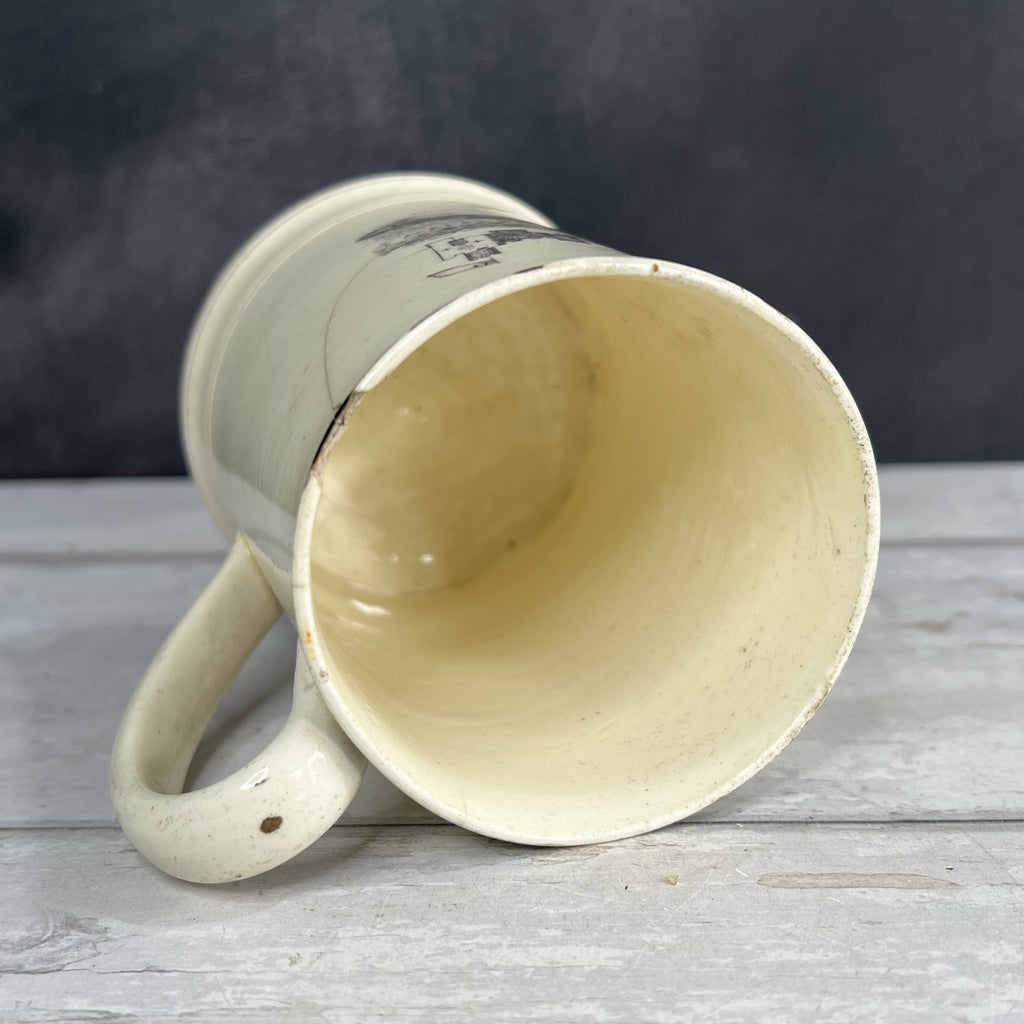 RARE Early 19th Century Liverpool Creamware Mug Poor Jack Trifle For John Herculaneum C 1800