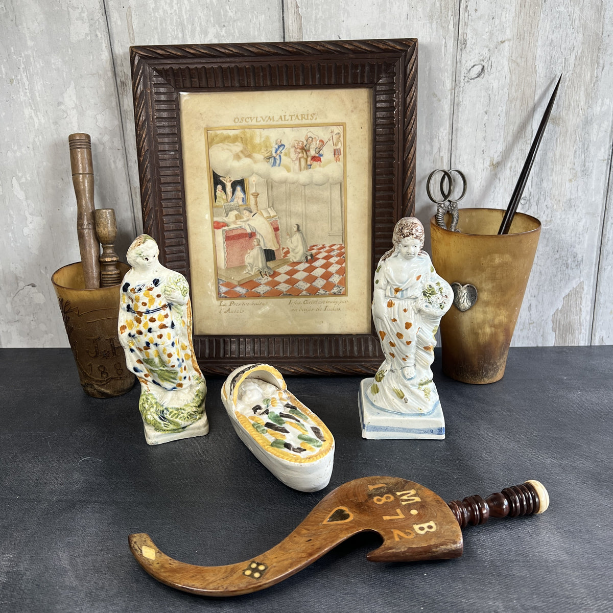 19th Century Prattware Pottery Cradle Circa 1800 AF