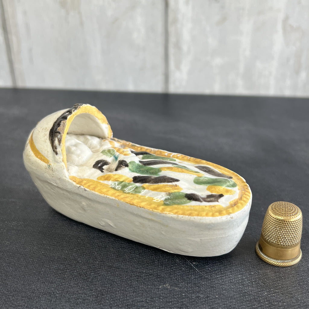 19th Century Prattware Pottery Cradle Circa 1800 AF