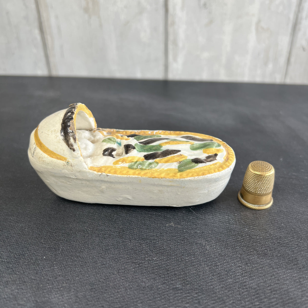 19th Century Prattware Pottery Cradle Circa 1800 AF