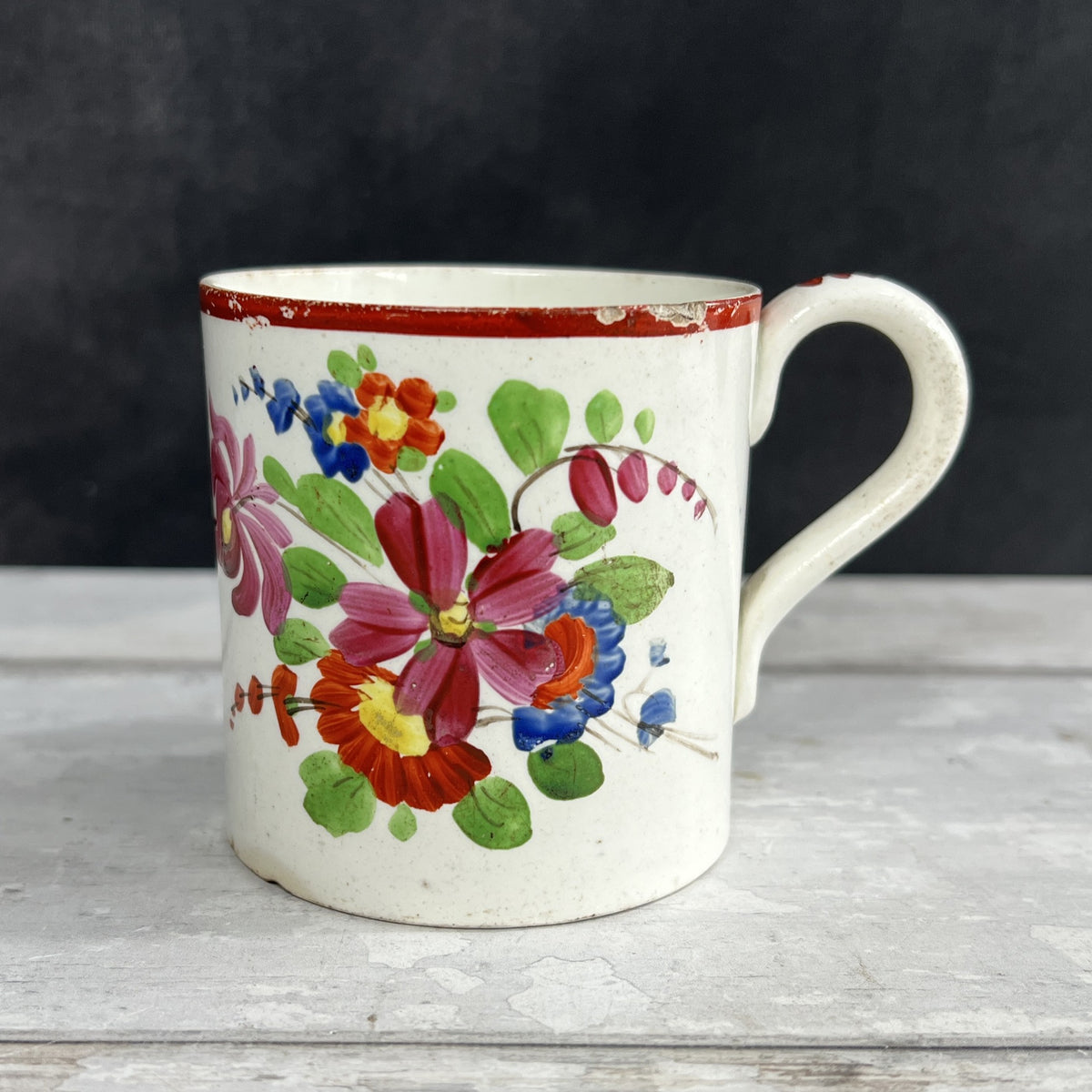 RARE 19th Century English Bristol Pottery Floral Mug C 1820