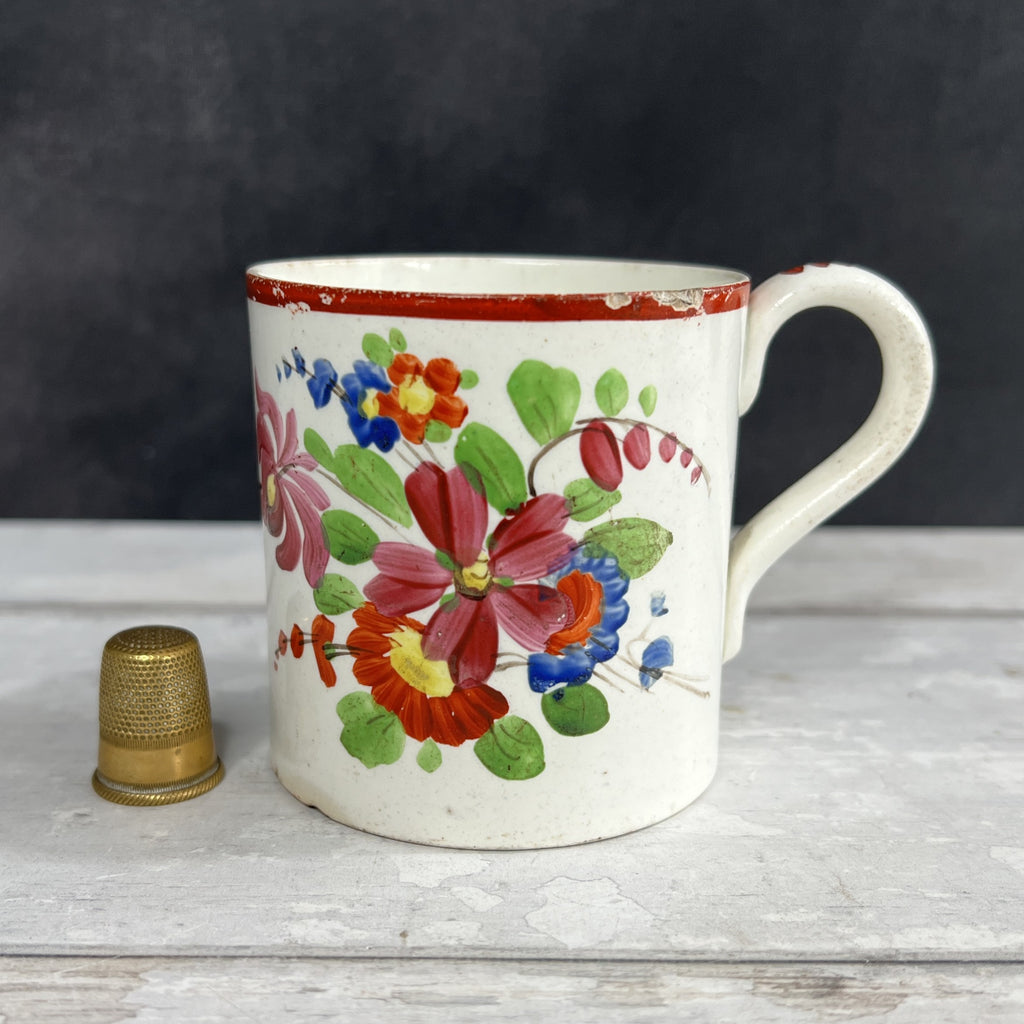 RARE 19th Century English Bristol Pottery Floral Mug C 1820