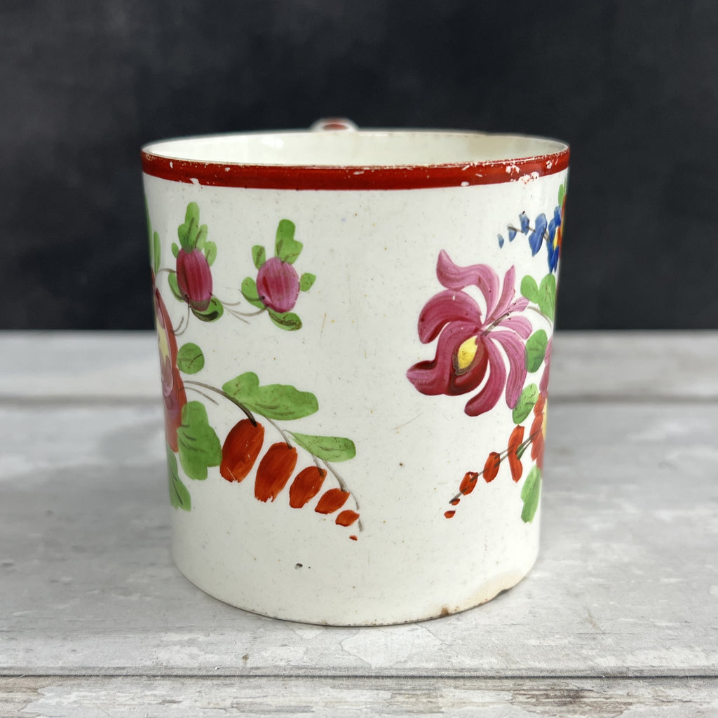 RARE 19th Century English Bristol Pottery Floral Mug C 1820