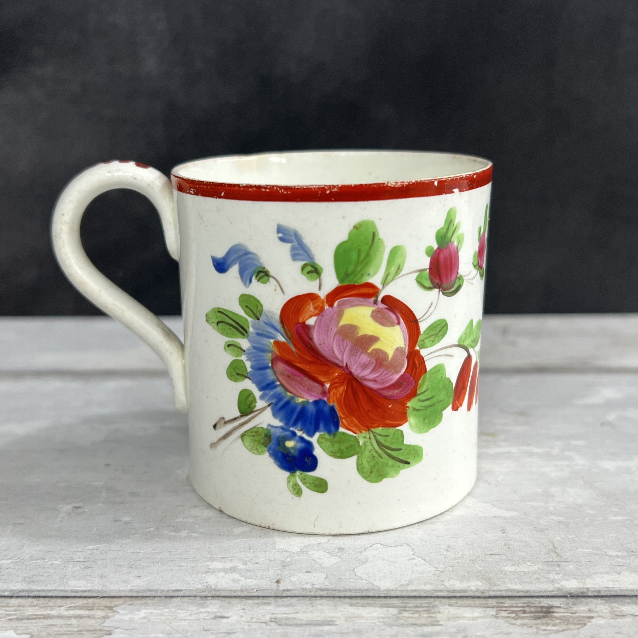 RARE 19th Century English Bristol Pottery Floral Mug C 1820