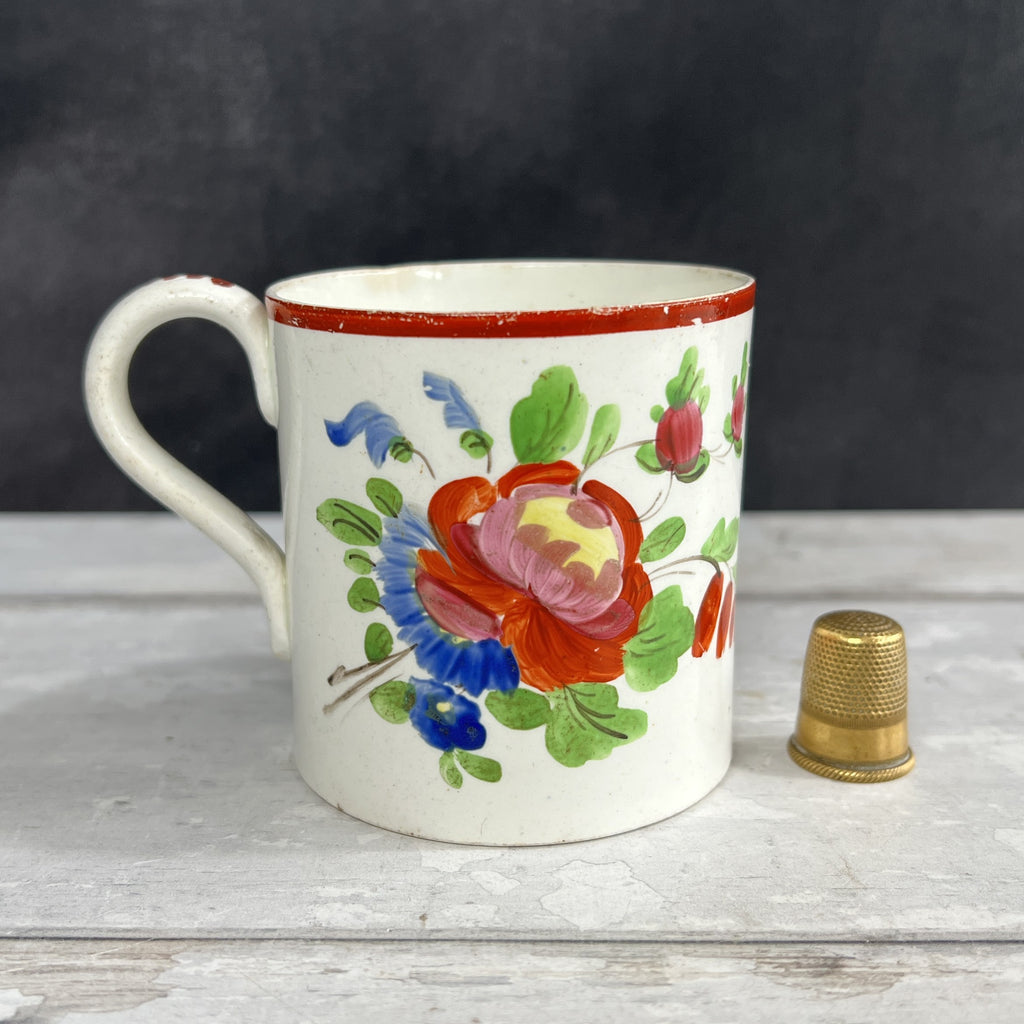 RARE 19th Century English Bristol Pottery Floral Mug C 1820