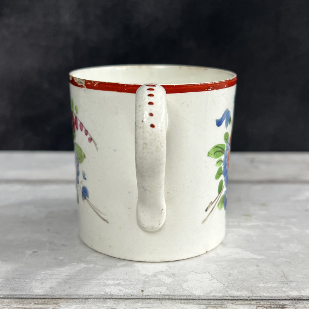 RARE 19th Century English Bristol Pottery Floral Mug C 1820