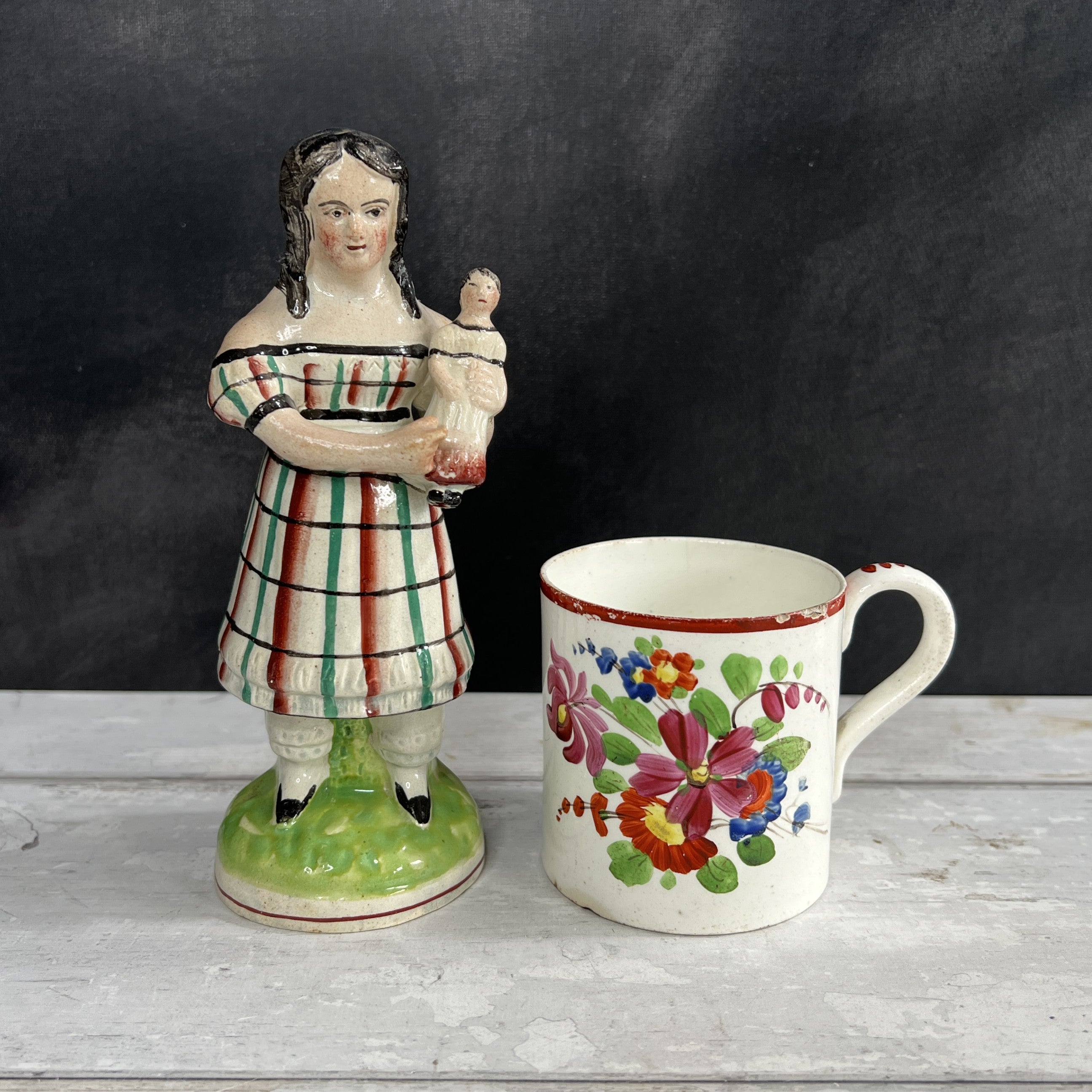 RARE 19th Century English Bristol Pottery Floral Mug C 1820