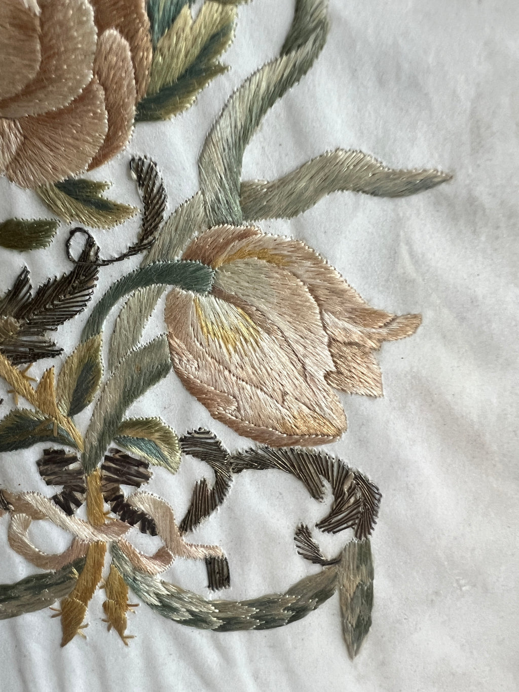 18th Century Colifichet Embroidery On Paper Double Sided Neeedlework C 1780