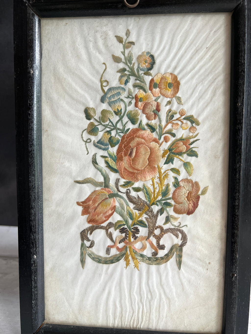 18th Century Colifichet Embroidery On Paper Double Sided Neeedlework C 1780