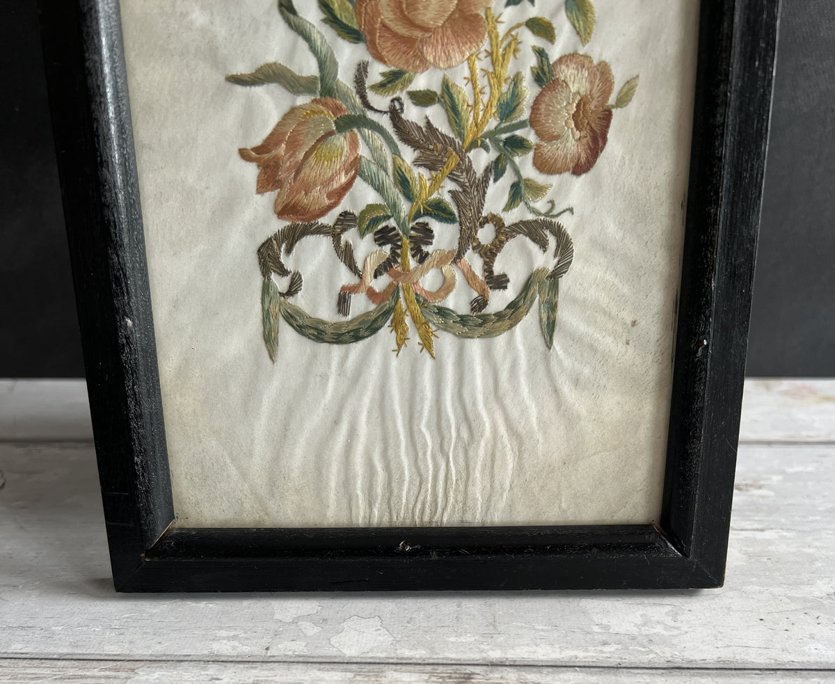 18th Century Colifichet Embroidery On Paper Double Sided Neeedlework C 1780