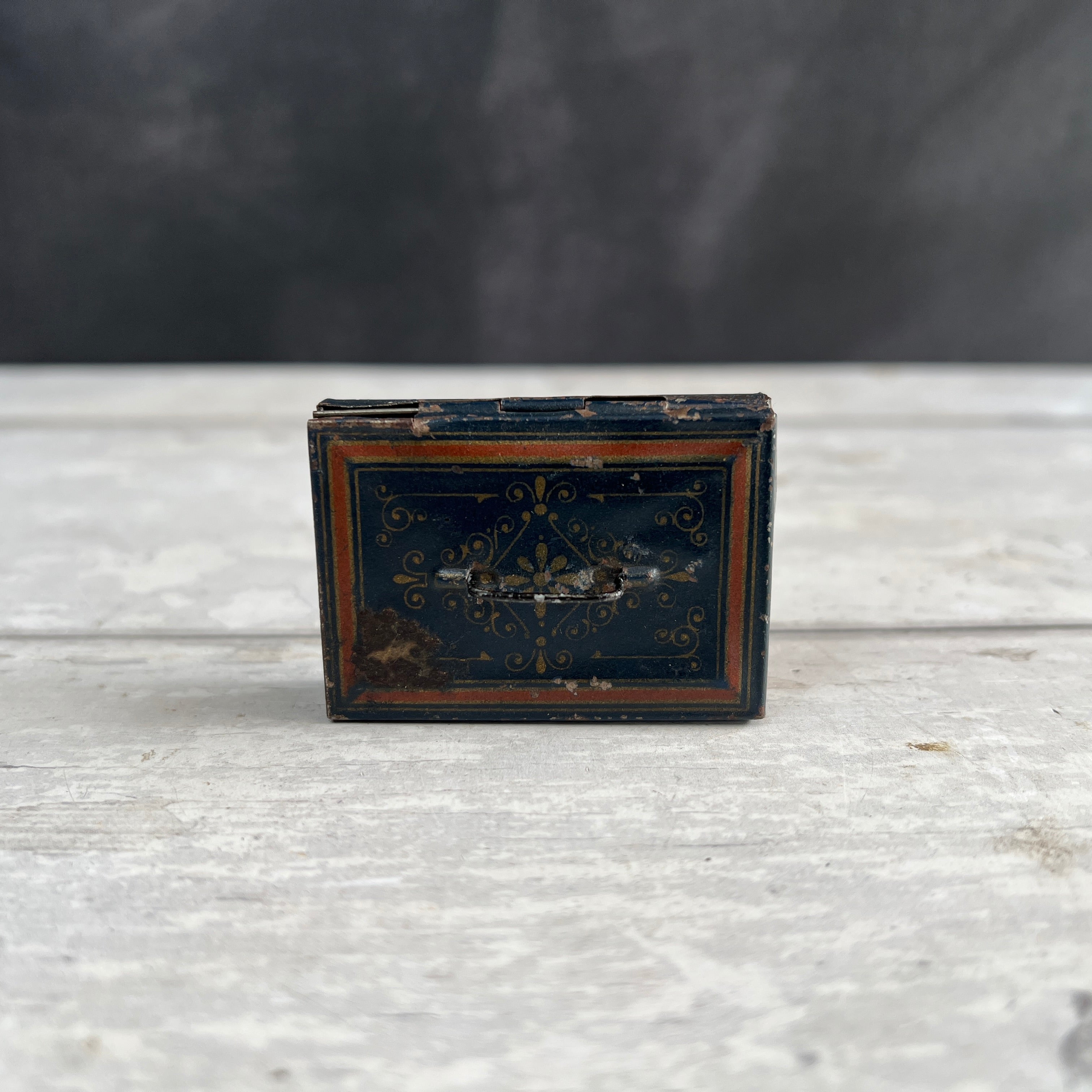 Antique Miniature Toleware Tin Dolls Box For Documents Circa 1890