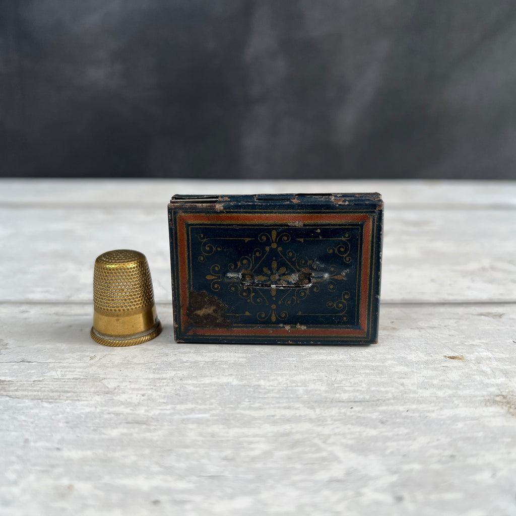 Antique Miniature Toleware Tin Dolls Box For Documents Circa 1890