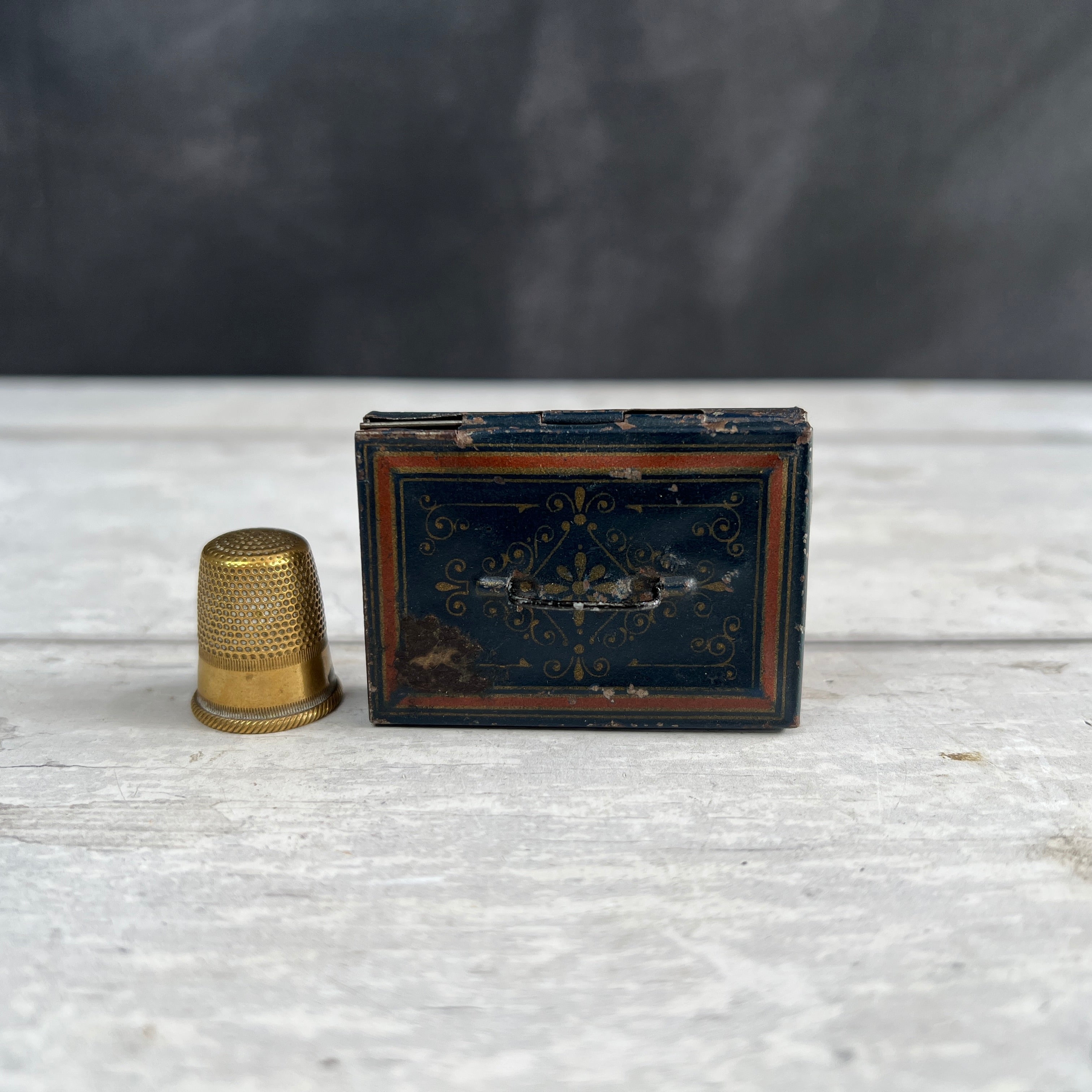 Antique Miniature Toleware Tin Dolls Box For Documents Circa 1890