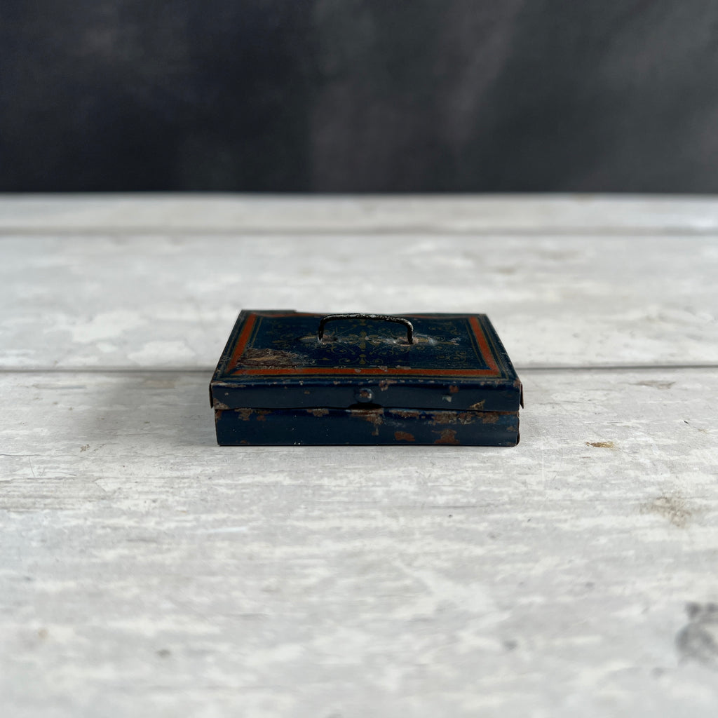 Antique Miniature Toleware Tin Dolls Box For Documents Circa 1890