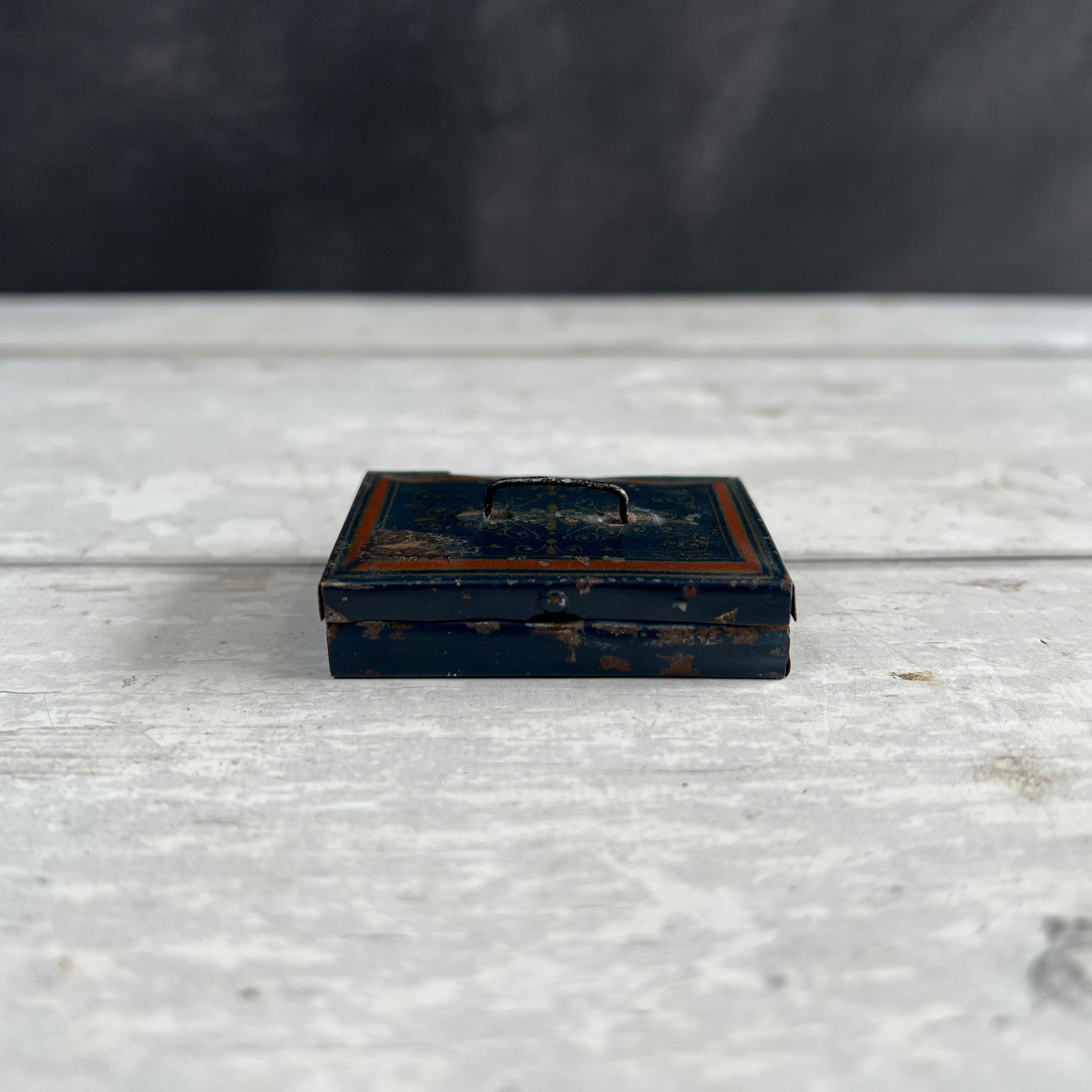 Antique Miniature Toleware Tin Dolls Box For Documents Circa 1890