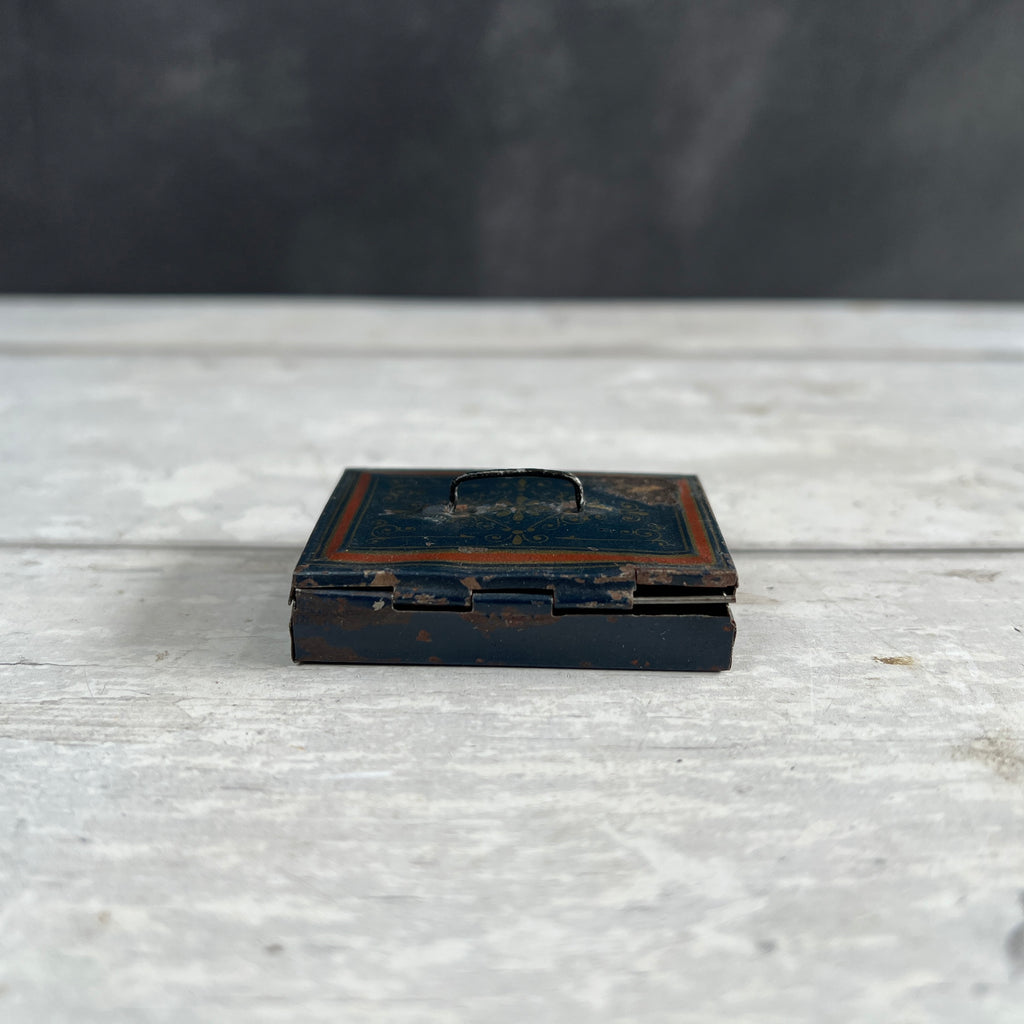 Antique Miniature Toleware Tin Dolls Box For Documents Circa 1890