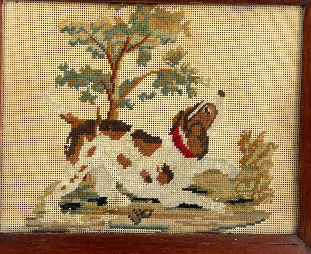 19th Century Dog Needlework On Perforated Paper Punch Paper C 1850