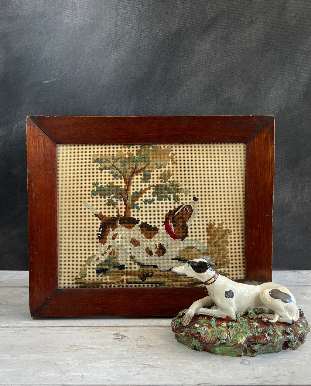 19th Century Dog Needlework On Perforated Paper Punch Paper C 1850