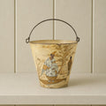 Antique Cream Papier Mache Pail Bucket Chinoiserie C 1830