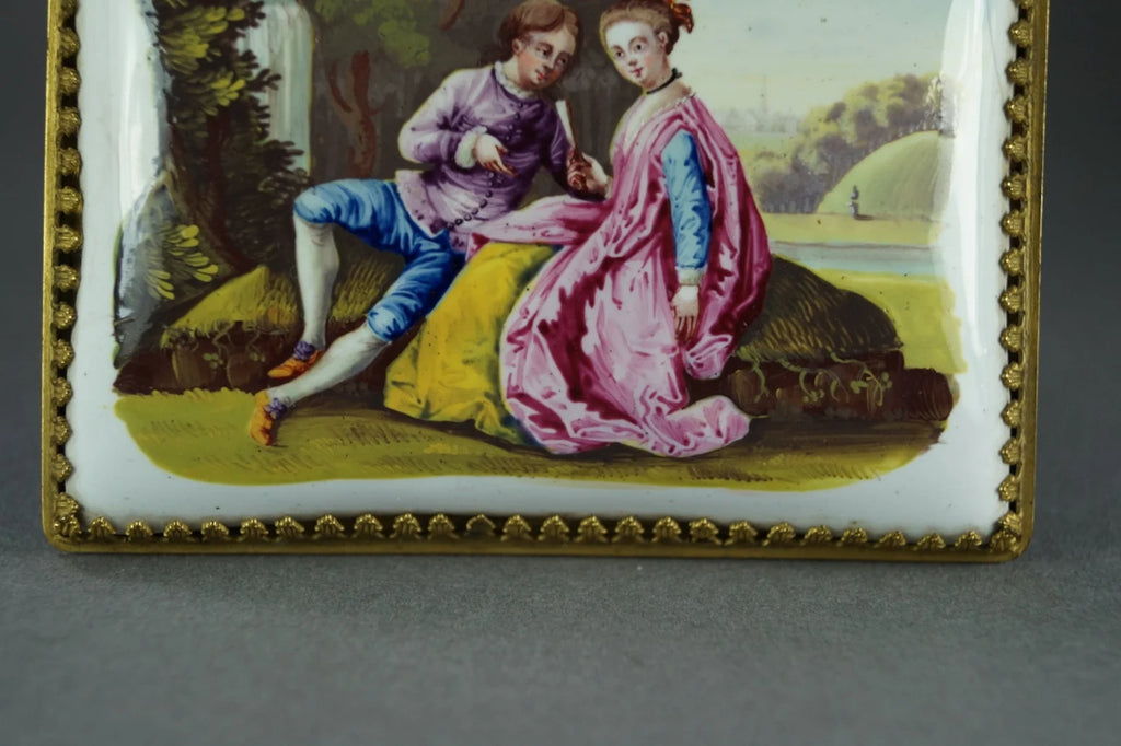 Antique 18th Century Miniature Battersea Bilston Enamel Plaque Picture Circa 1765