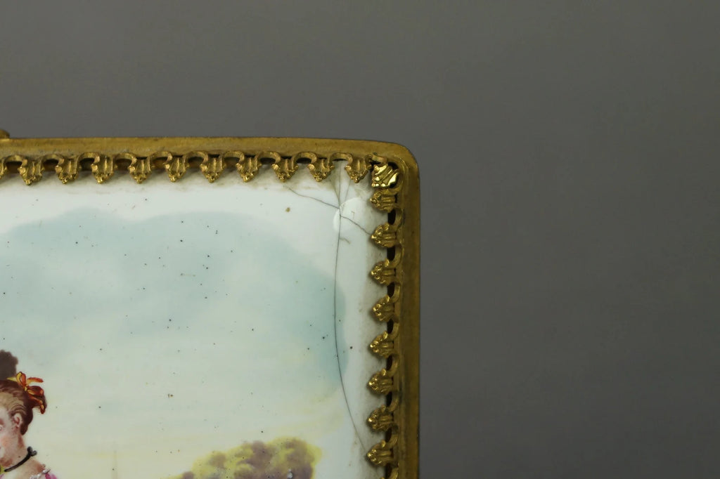 Antique 18th Century Miniature Battersea Bilston Enamel Plaque Picture Circa 1765