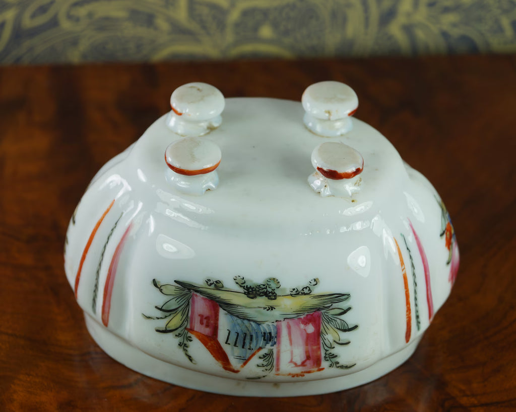 Make Do 18th Century Glass Sugar Box Sucrier Hand Enamelled Circa 1780