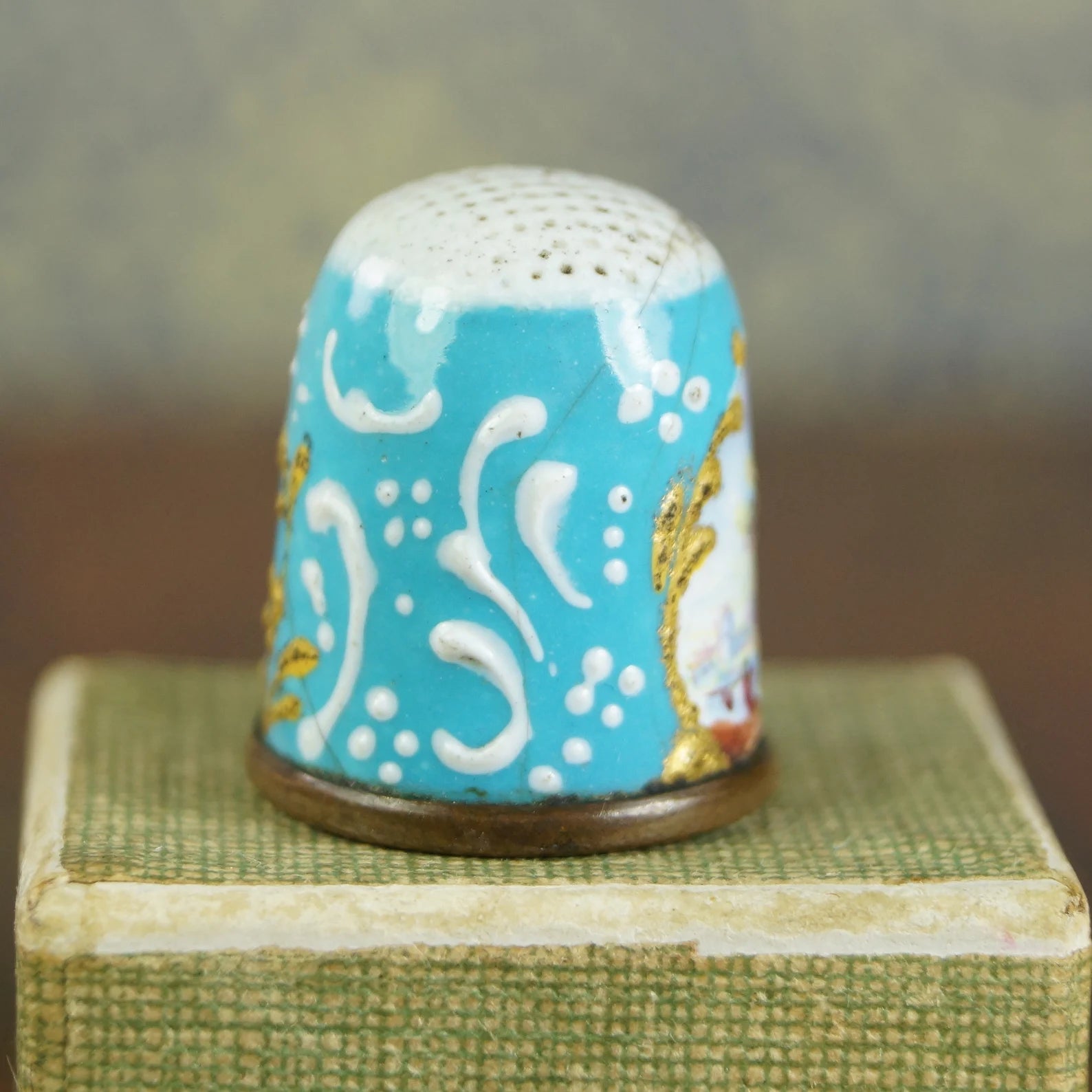 Antique English Enamel Thimble Circa 1780's Georgian George III Period