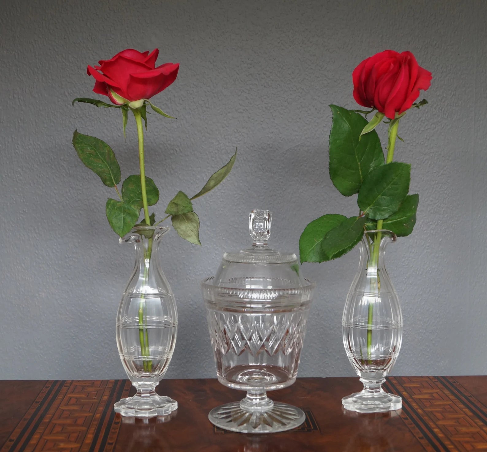18th Century Miniature Pair Cut Glass Vases Georgian Circa 1780