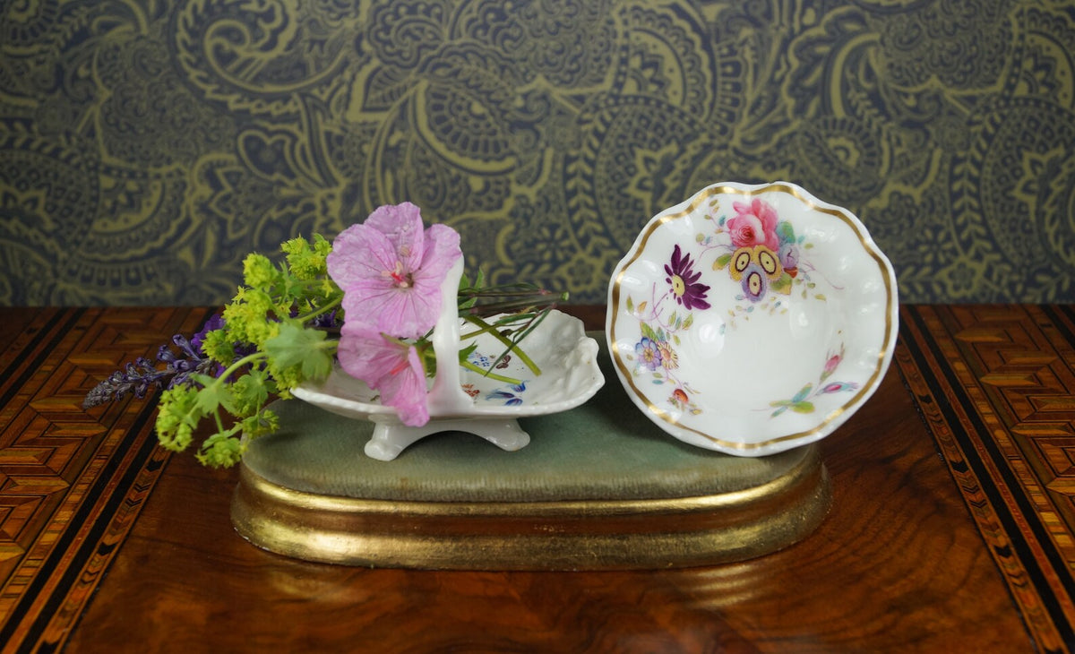 Antique 19th Century Miniature Toy Doll Fruit Bowl Pretty English Floral Porcelain AF